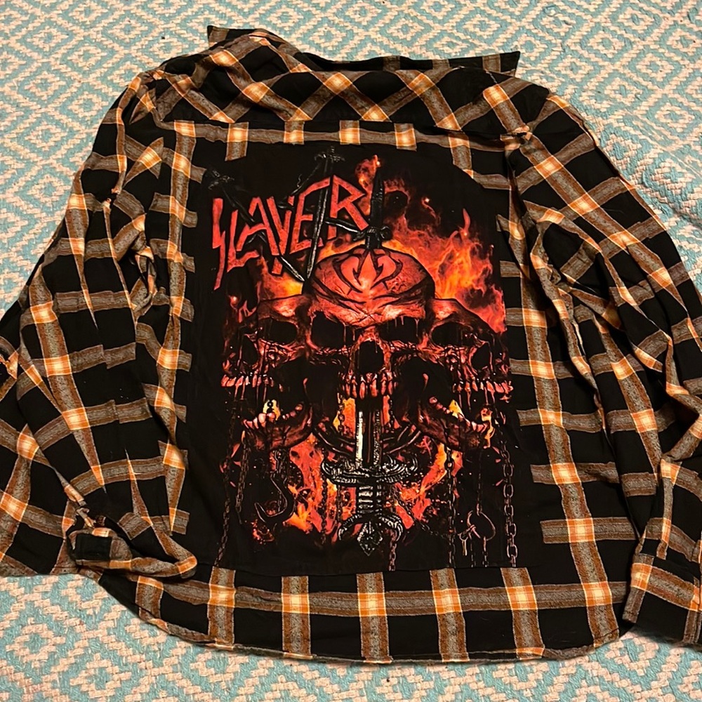 Handmade SLAYER band destroyed flannel